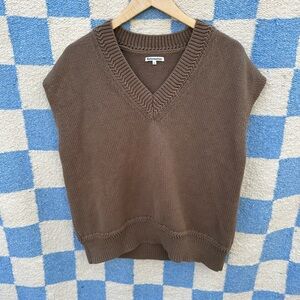 Reformation Brown V-Neck Sleeveless Knit Vest